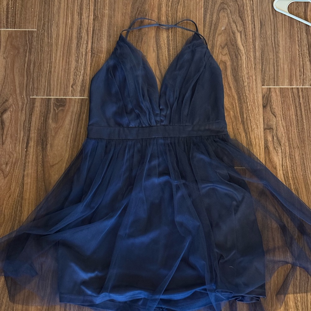 Lulu's Deep Blue Halter Mini Dress